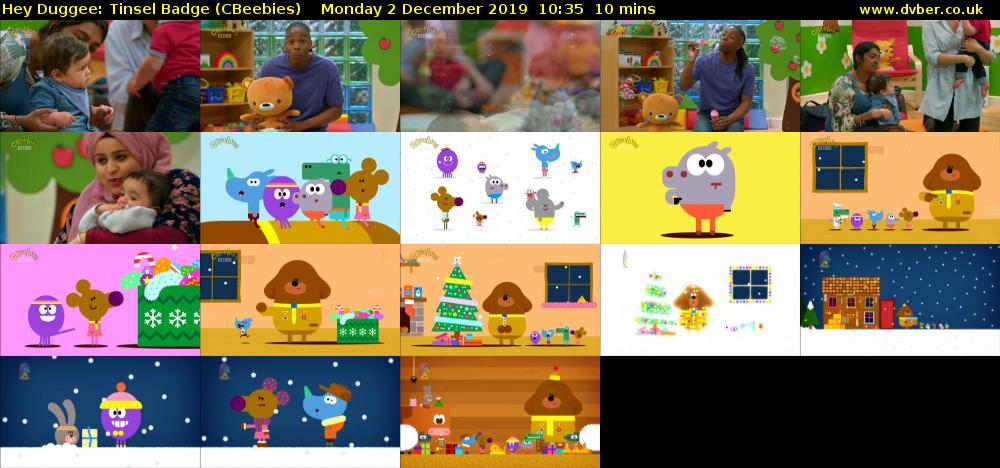 Hey Duggee: Tinsel Badge (CBeebies) Monday 2 December 2019 10:35 - 10:45