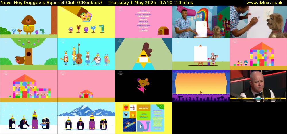 Hey Duggee's Squirrel Club (CBeebies) Thursday 1 May 2025 07:10 - 07:20