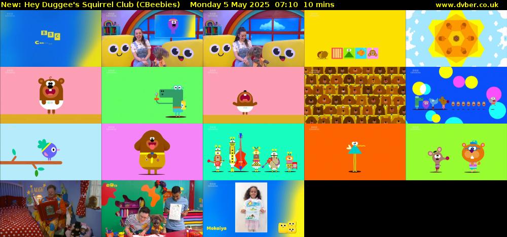 Hey Duggee's Squirrel Club (CBeebies) Monday 5 May 2025 07:10 - 07:20