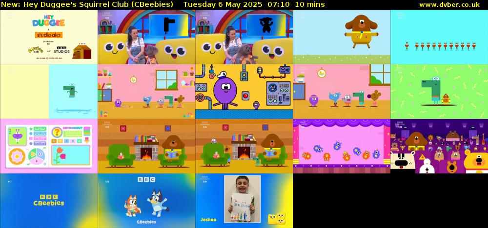 Hey Duggee's Squirrel Club (CBeebies) Tuesday 6 May 2025 07:10 - 07:20