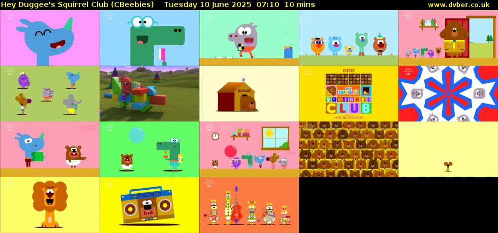 Hey Duggee's Squirrel Club (CBeebies) Tuesday 10 June 2025 07:10 - 07:20