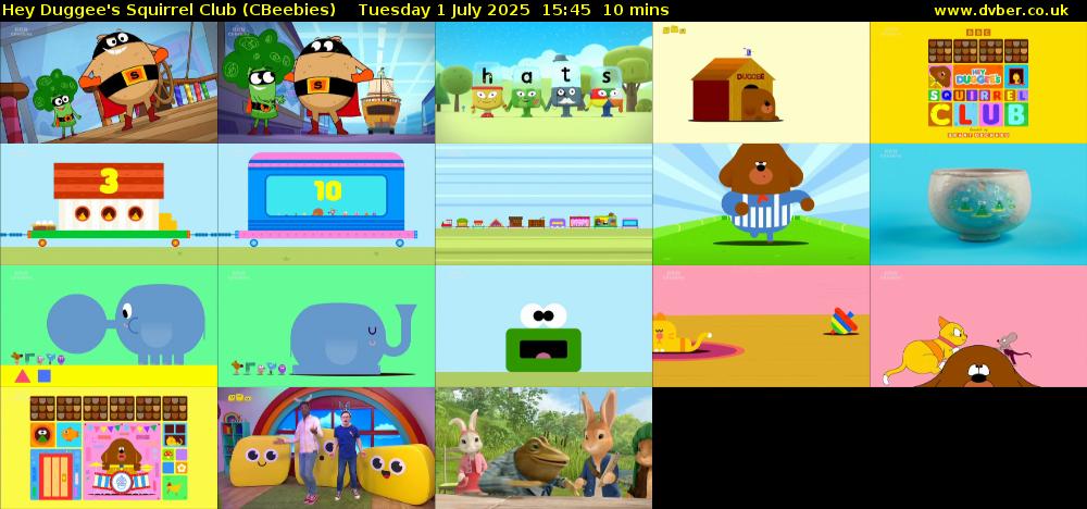 Hey Duggee's Squirrel Club (CBeebies) Tuesday 1 July 2025 15:45 - 15:55