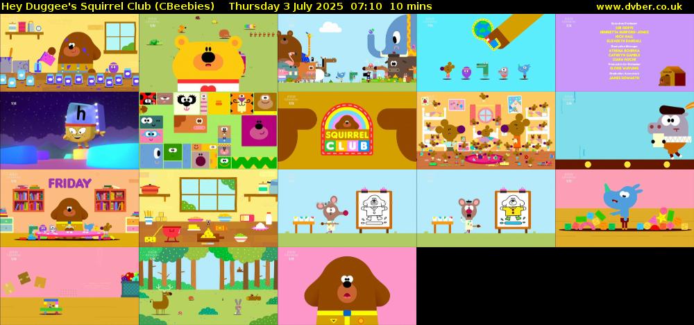 Hey Duggee's Squirrel Club (CBeebies) Thursday 3 July 2025 07:10 - 07:20