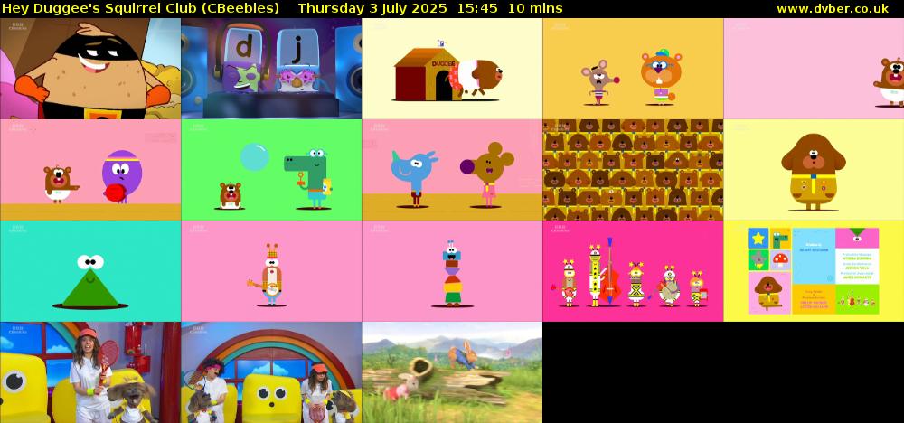 Hey Duggee's Squirrel Club (CBeebies) Thursday 3 July 2025 15:45 - 15:55