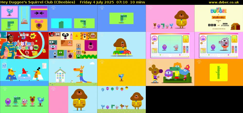 Hey Duggee's Squirrel Club (CBeebies) Friday 4 July 2025 07:10 - 07:20