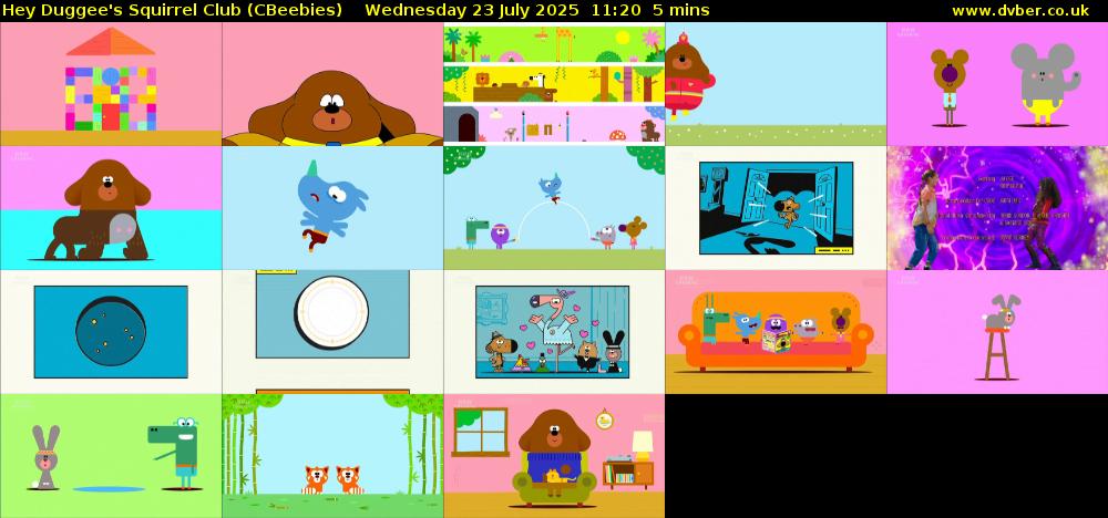 Hey Duggee's Squirrel Club (CBeebies) Wednesday 23 July 2025 11:20 - 11:25