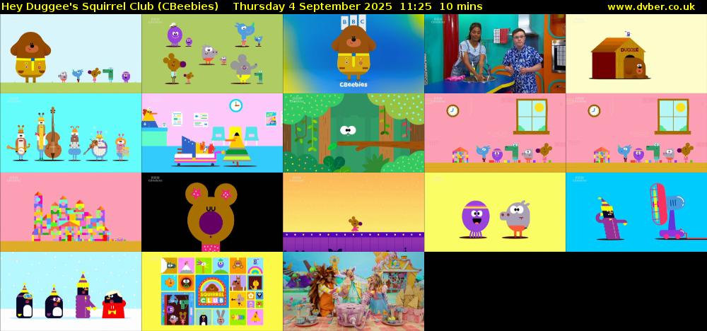 Hey Duggee's Squirrel Club (CBeebies) Thursday 4 September 2025 11:25 - 11:35