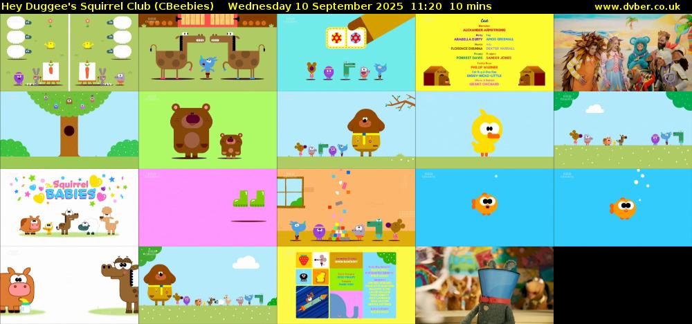 Hey Duggee's Squirrel Club (CBeebies) Wednesday 10 September 2025 11:20 - 11:30