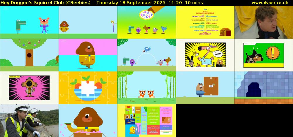 Hey Duggee's Squirrel Club (CBeebies) Thursday 18 September 2025 11:20 - 11:30