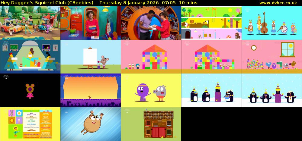 Hey Duggee's Squirrel Club (CBeebies) Thursday 8 January 2026 07:05 - 07:15