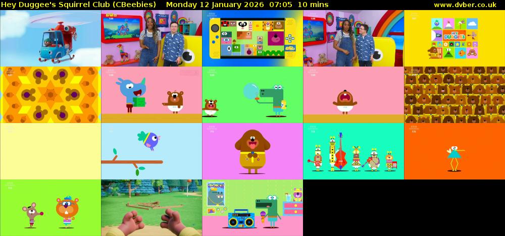 Hey Duggee's Squirrel Club (CBeebies) Monday 12 January 2026 07:05 - 07:15