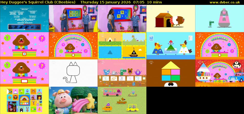 Hey Duggee's Squirrel Club (CBeebies) Thursday 15 January 2026 07:05 - 07:15