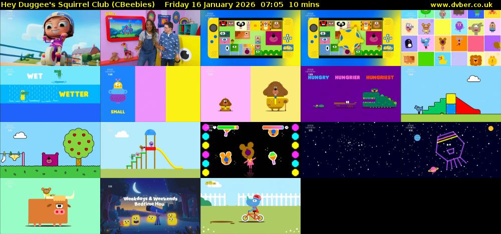 Hey Duggee's Squirrel Club (CBeebies) Friday 16 January 2026 07:05 - 07:15