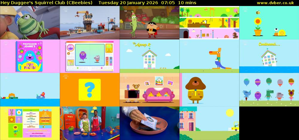 Hey Duggee's Squirrel Club (CBeebies) Tuesday 20 January 2026 07:05 - 07:15