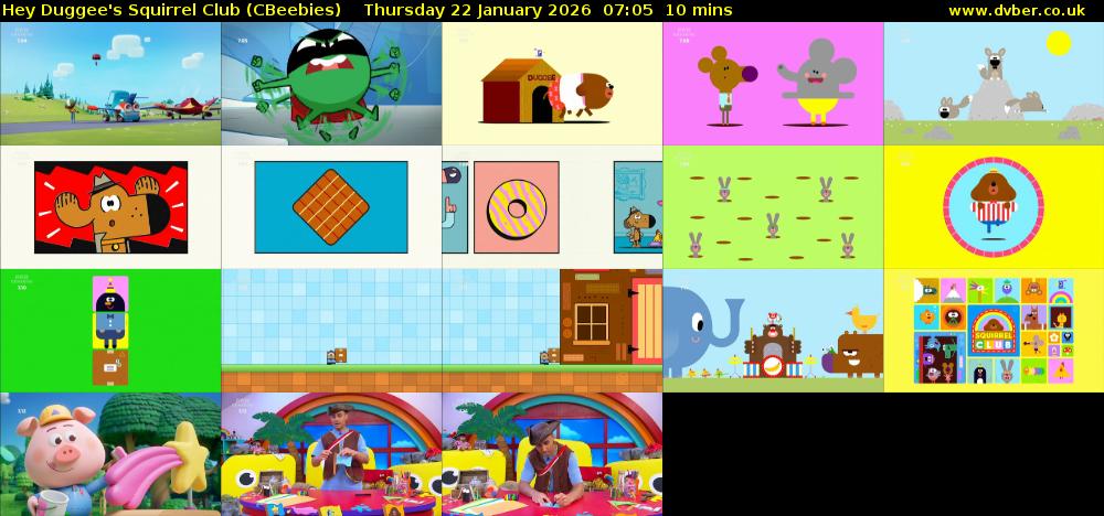 Hey Duggee's Squirrel Club (CBeebies) Thursday 22 January 2026 07:05 - 07:15