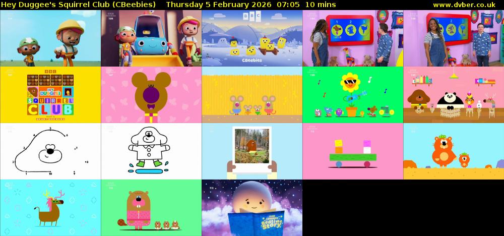 Hey Duggee's Squirrel Club (CBeebies) Thursday 5 February 2026 07:05 - 07:15