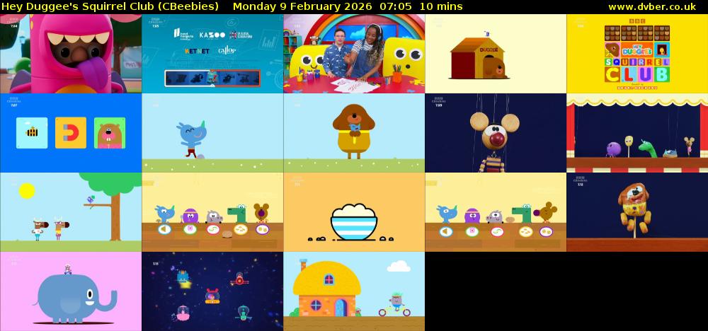 Hey Duggee's Squirrel Club (CBeebies) Monday 9 February 2026 07:05 - 07:15
