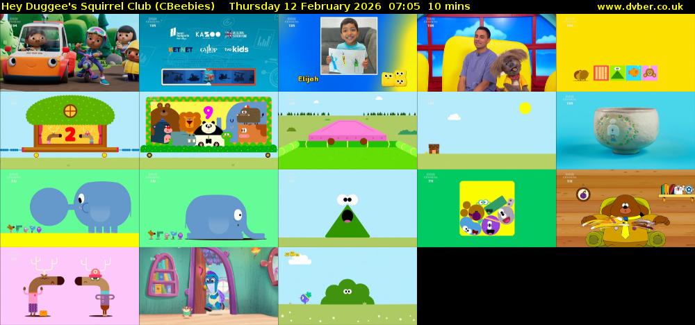 Hey Duggee's Squirrel Club (CBeebies) Thursday 12 February 2026 07:05 - 07:15