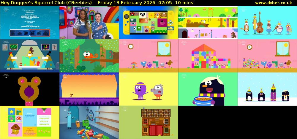 Hey Duggee's Squirrel Club (CBeebies) Friday 13 February 2026 07:05 - 07:15