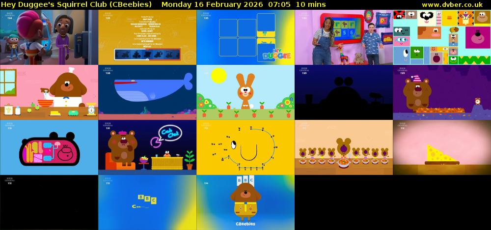 Hey Duggee's Squirrel Club (CBeebies) Monday 16 February 2026 07:05 - 07:15
