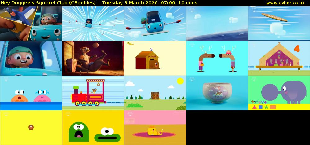 Hey Duggee's Squirrel Club (CBeebies) Tuesday 3 March 2026 07:00 - 07:10