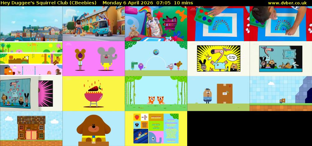Hey Duggee's Squirrel Club (CBeebies) Monday 6 April 2026 07:05 - 07:15