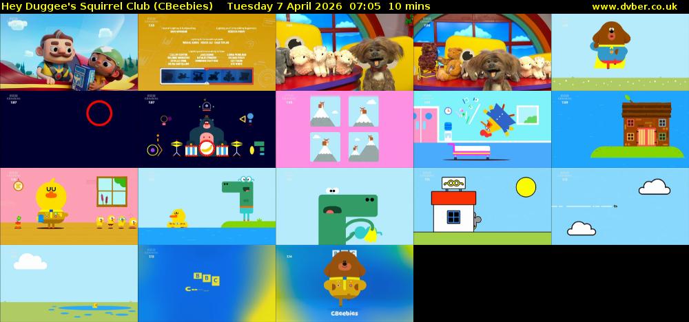 Hey Duggee's Squirrel Club (CBeebies) Tuesday 7 April 2026 07:05 - 07:15