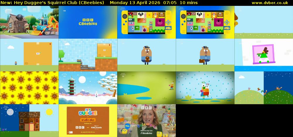 Hey Duggee's Squirrel Club (CBeebies) Monday 13 April 2026 07:05 - 07:15