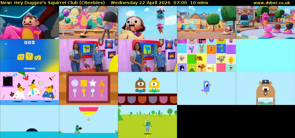 Hey Duggee's Squirrel Club (CBeebies) Wednesday 22 April 2026 07:00 - 07:10