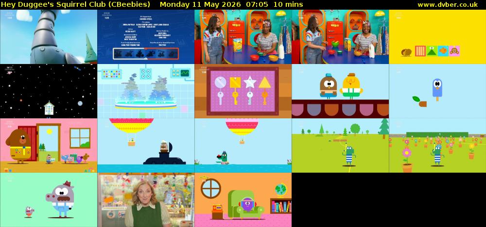 Hey Duggee's Squirrel Club (CBeebies) Monday 11 May 2026 07:05 - 07:15