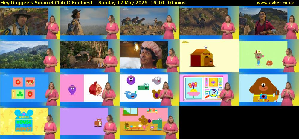 Hey Duggee's Squirrel Club (CBeebies) Sunday 17 May 2026 16:10 - 16:20