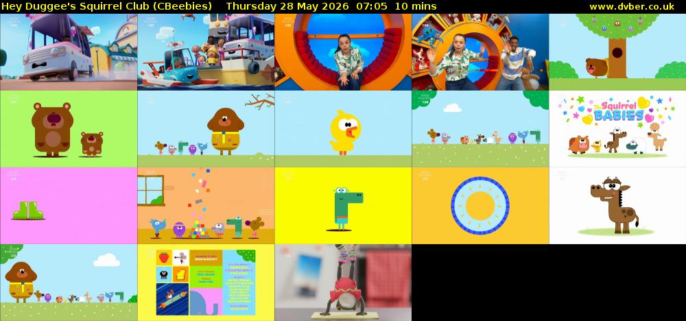 Hey Duggee's Squirrel Club (CBeebies) Thursday 28 May 2026 07:05 - 07:15