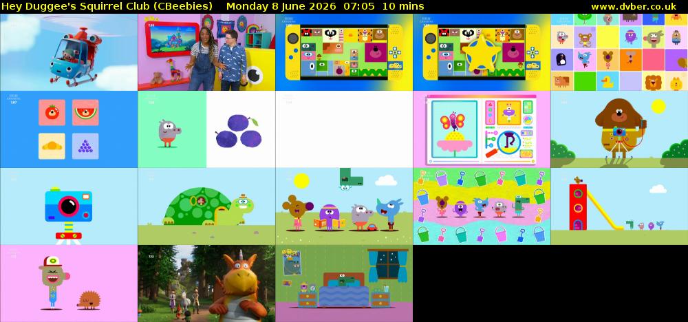 Hey Duggee's Squirrel Club (CBeebies) Monday 8 June 2026 07:05 - 07:15