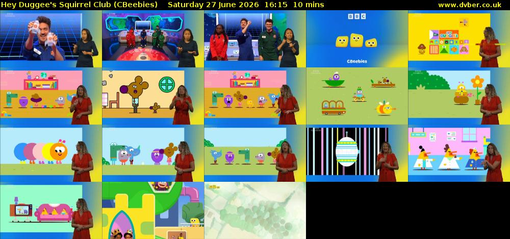 Hey Duggee's Squirrel Club (CBeebies) Saturday 27 June 2026 16:15 - 16:25