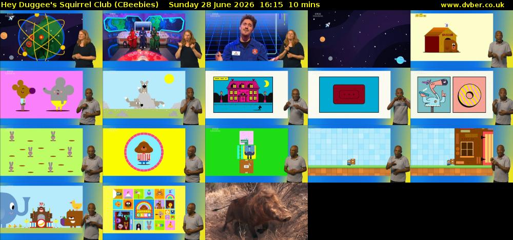 Hey Duggee's Squirrel Club (CBeebies) Sunday 28 June 2026 16:15 - 16:25