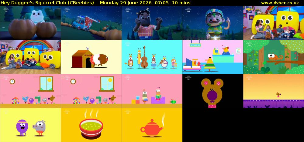 Hey Duggee's Squirrel Club (CBeebies) Monday 29 June 2026 07:05 - 07:15