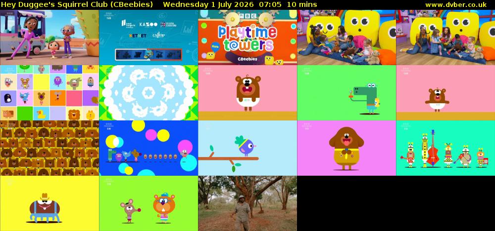 Hey Duggee's Squirrel Club (CBeebies) Wednesday 1 July 2026 07:05 - 07:15