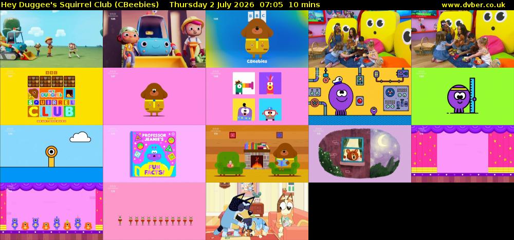 Hey Duggee's Squirrel Club (CBeebies) Thursday 2 July 2026 07:05 - 07:15