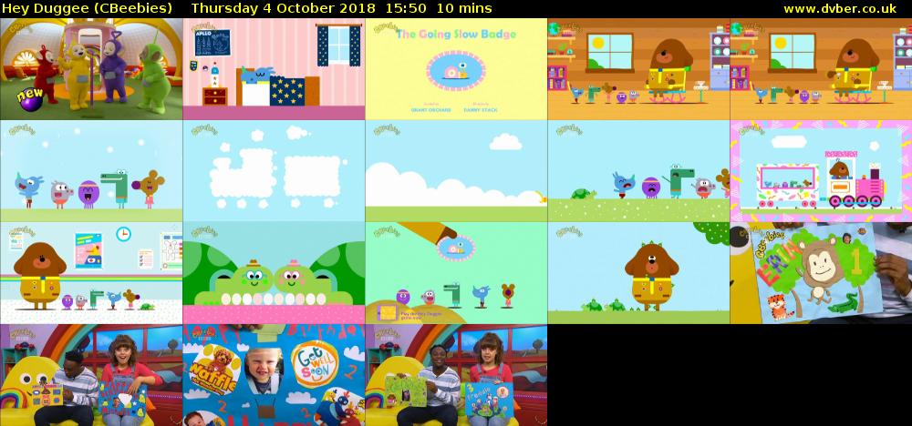 Hey Duggee (CBeebies) Thursday 4 October 2018 15:50 - 16:00
