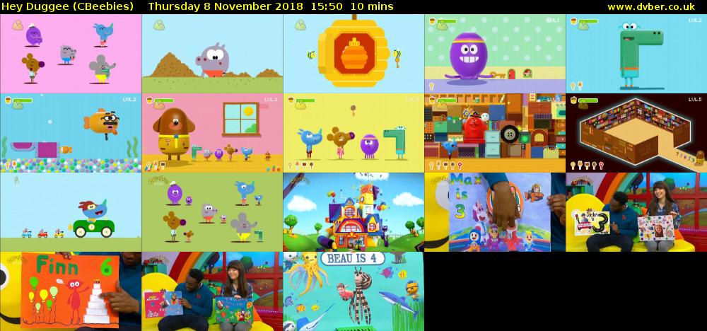 Hey Duggee (CBeebies) Thursday 8 November 2018 15:50 - 16:00