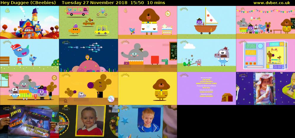Hey Duggee (CBeebies) Tuesday 27 November 2018 15:50 - 16:00