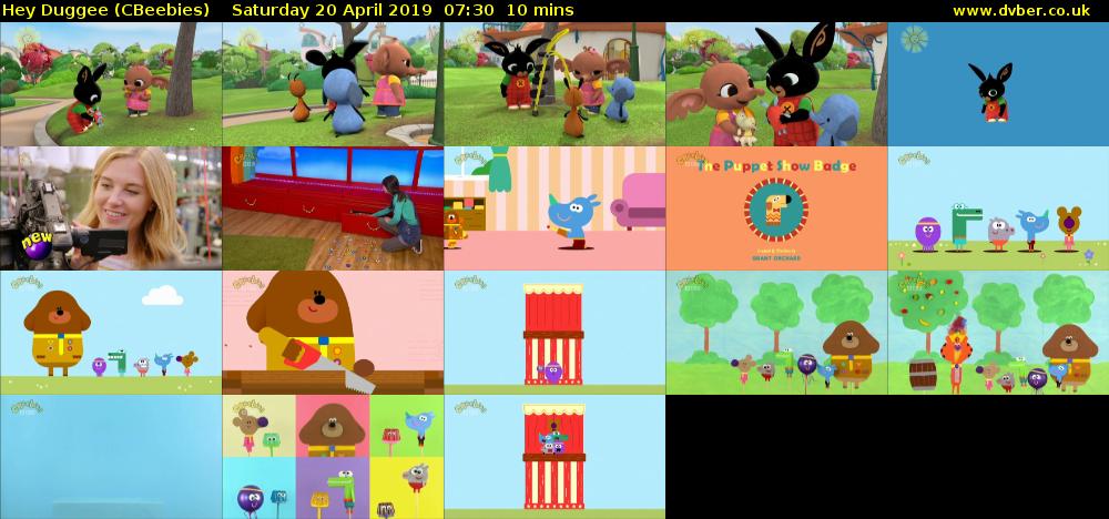 Hey Duggee (CBeebies) Saturday 20 April 2019 07:30 - 07:40