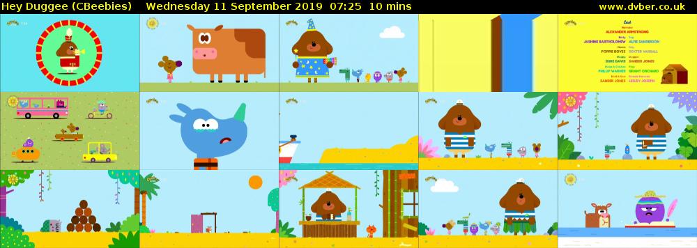 Hey Duggee (CBeebies) Wednesday 11 September 2019 07:25 - 07:35