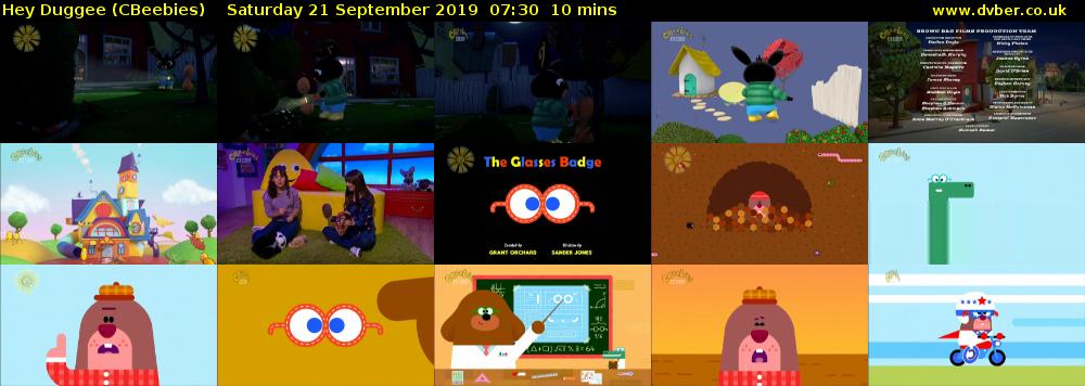 Hey Duggee (CBeebies) Saturday 21 September 2019 07:30 - 07:40