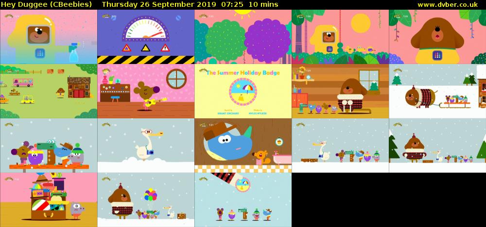 Hey Duggee (CBeebies) Thursday 26 September 2019 07:25 - 07:35