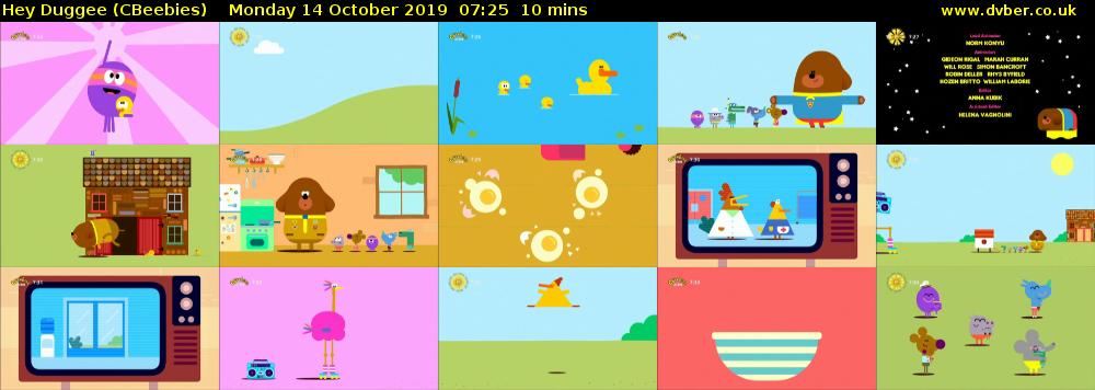 Hey Duggee (CBeebies) Monday 14 October 2019 07:25 - 07:35