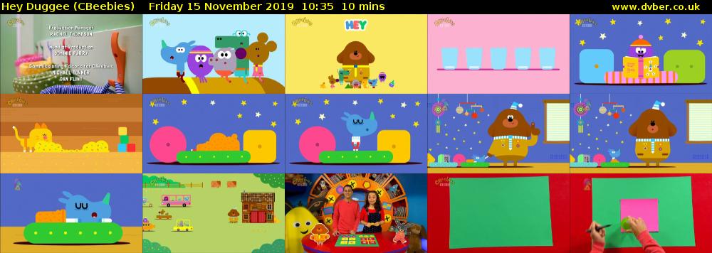 Hey Duggee (CBeebies) Friday 15 November 2019 10:35 - 10:45