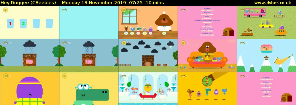 Hey Duggee (CBeebies) Monday 18 November 2019 07:25 - 07:35
