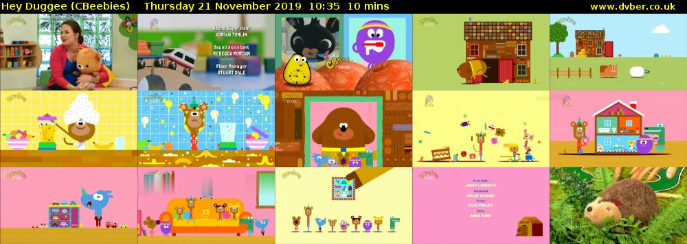 Hey Duggee (CBeebies) Thursday 21 November 2019 10:35 - 10:45