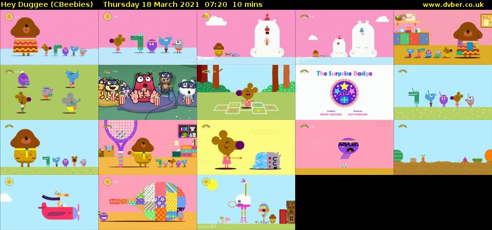 Hey Duggee (CBeebies) Thursday 18 March 2021 07:20 - 07:30